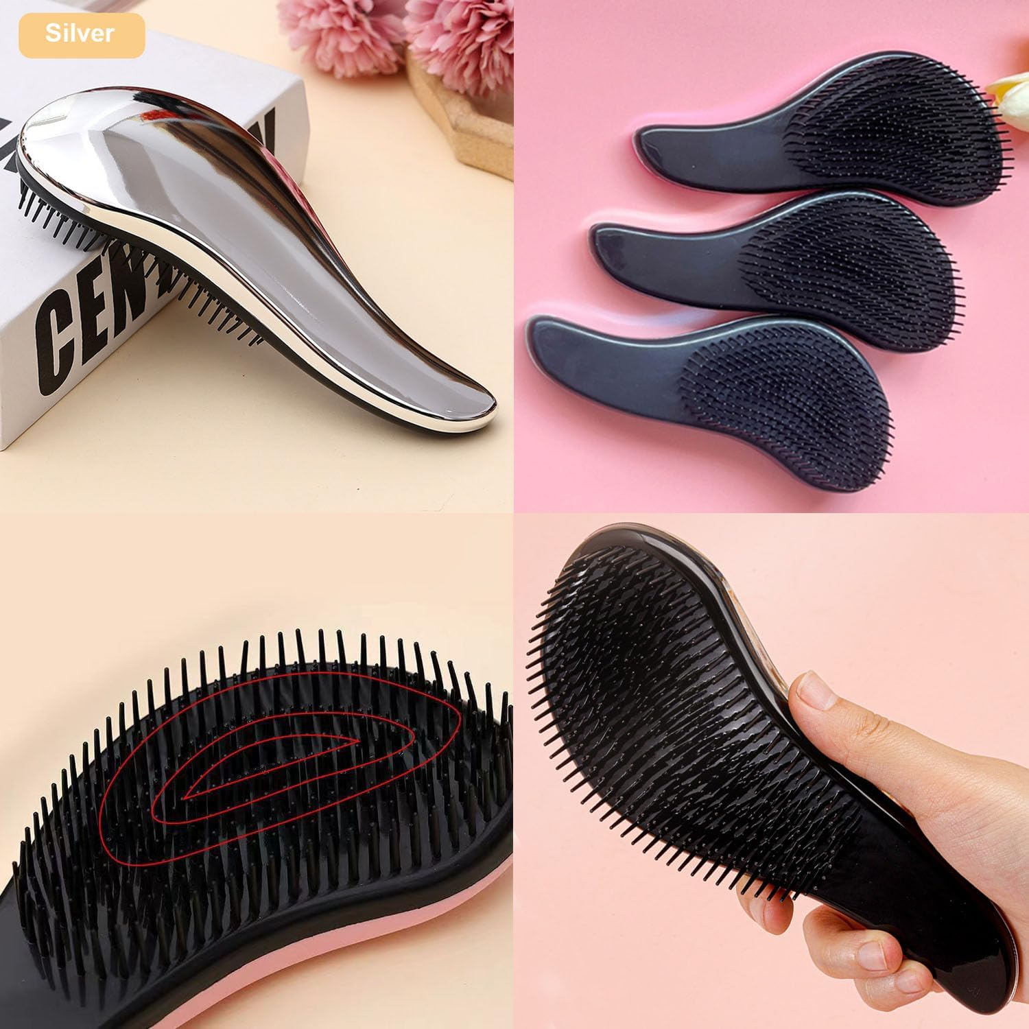 Paifeancodill Pet Detangling Hair Brush Dog Massage Comb Brush Shampoo Brush Cat Hair Brush Pet Bath Brush Pet Brush for Grooming ABS Pet Hair Remover Brush Grooming Shower Bath Brush for Dogs, Cats image number 4