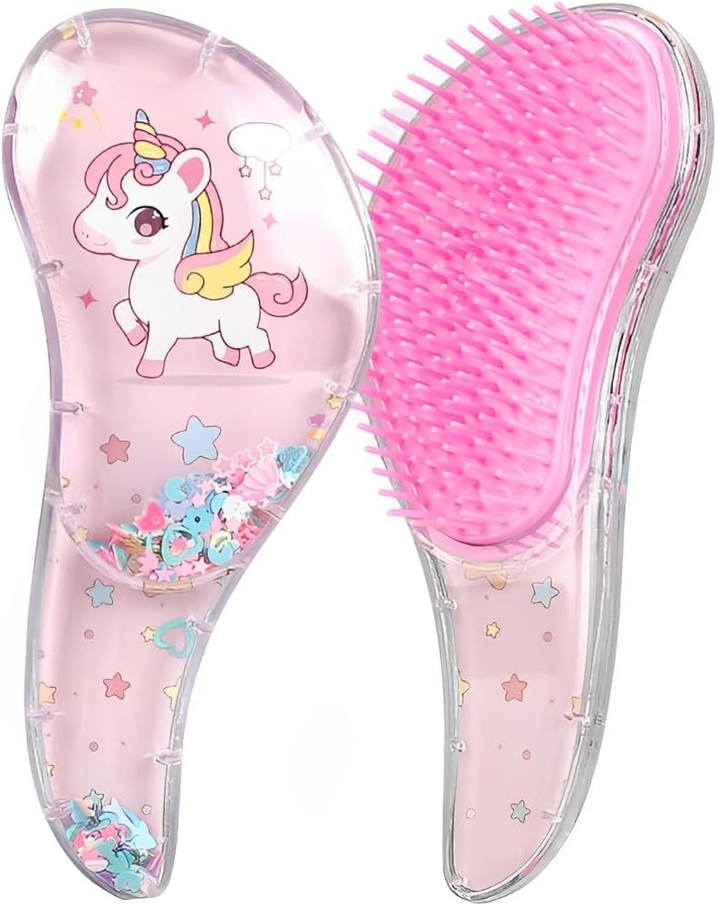 GXGM Hair Brush without Pulling, Curling Brush, the Perfect Detangler Brush for Curls, Straight, Thick, Thin Hair, Hair Brush for Children and Women, Pink Unicorn, 1 Piece image number 2