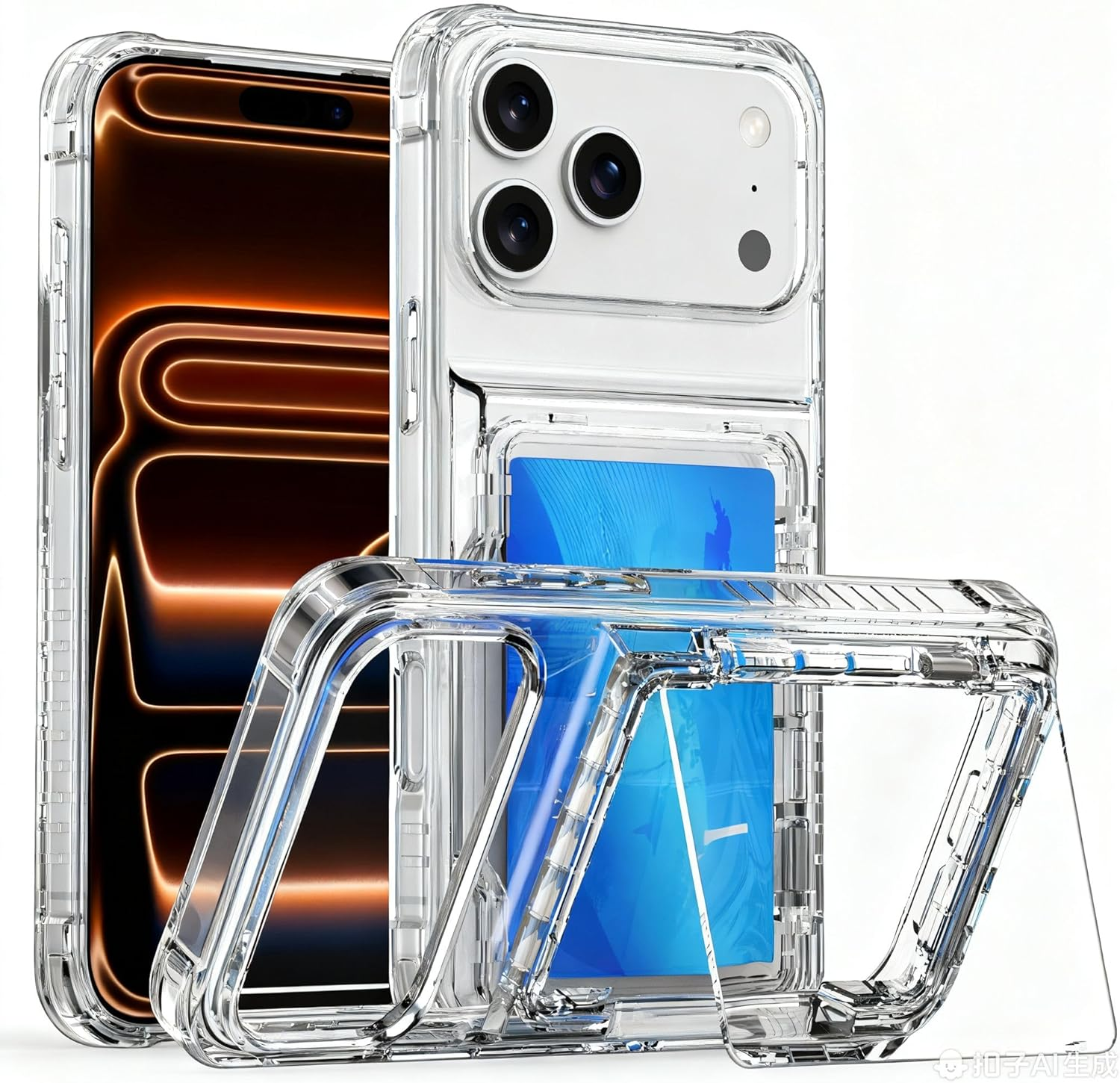 Jusisfone for Iphone 17 Pro Case Case with Card Holder [4 Cards], Crystal Clear Case [Anti-Yellow] Heavy Duty Protection Shockproof Anti-Scratch Cover Wallet Case for Iphone 17 Pro 6.3 Inch image number 5