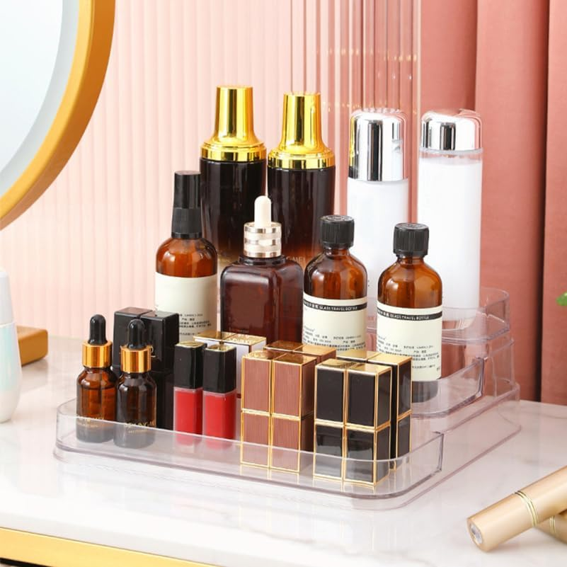 Ipetboom Multi Transparent Kitchen Storage Rack Tiered Spice Organizer Shelf for Condiment Jars Space Saving Home and Bathroom Sundries Holder Practical Display Stand for Household Items image number 1