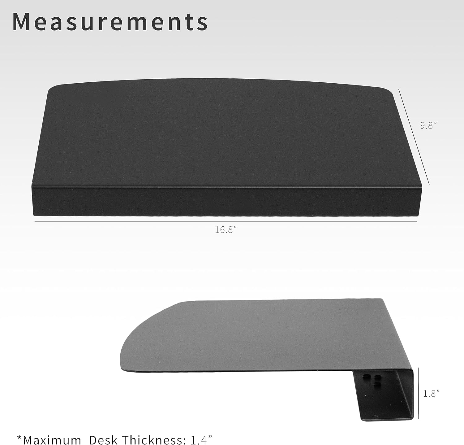 VIVO 17 Inch Corner Desk Connector Platform for Mounting Under-Desk Keyboard Trays on L-Shaped Workstations, Black, DESK-AC07S - White image number 4