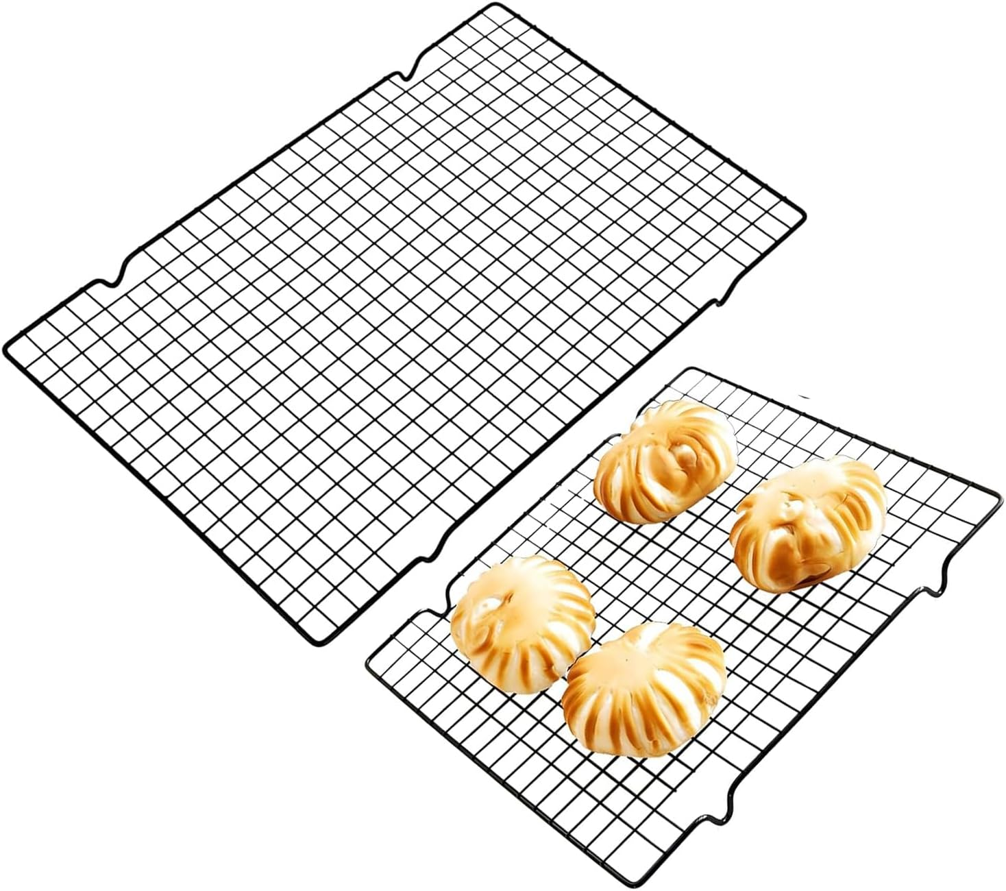 2 Pcs Cooking Rack Baking Racks,Nonstick Carbon Steel Baking & Cooling Grid for Roasting,Grilling, Cooking, Cooling, Oven & Dishwasher Safe (16 X 10In & 11 X 10In)