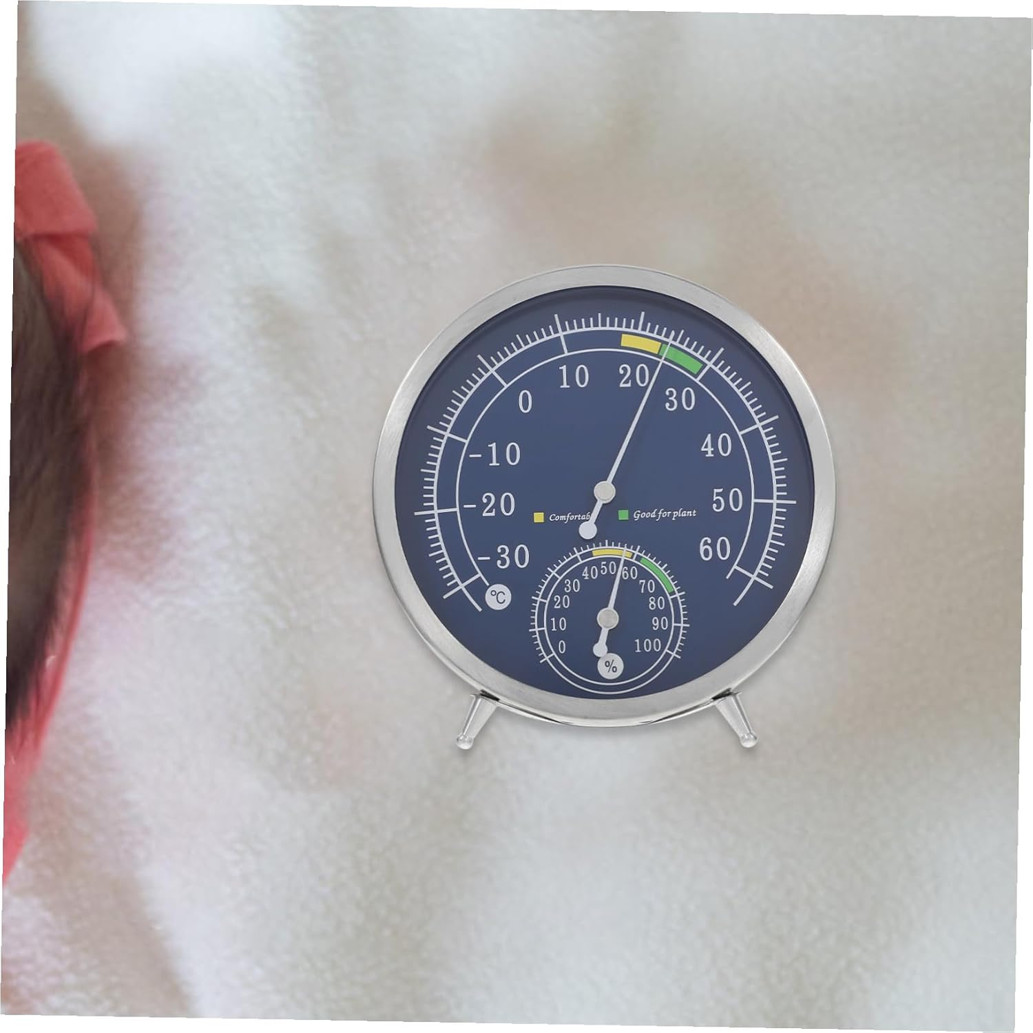 Milisten Stainless Steel Indoor Thermometer Hygrometer High Precision Analog Temperature Humidity Gauge Thermometer for Office Environmental Monitoring image number 1