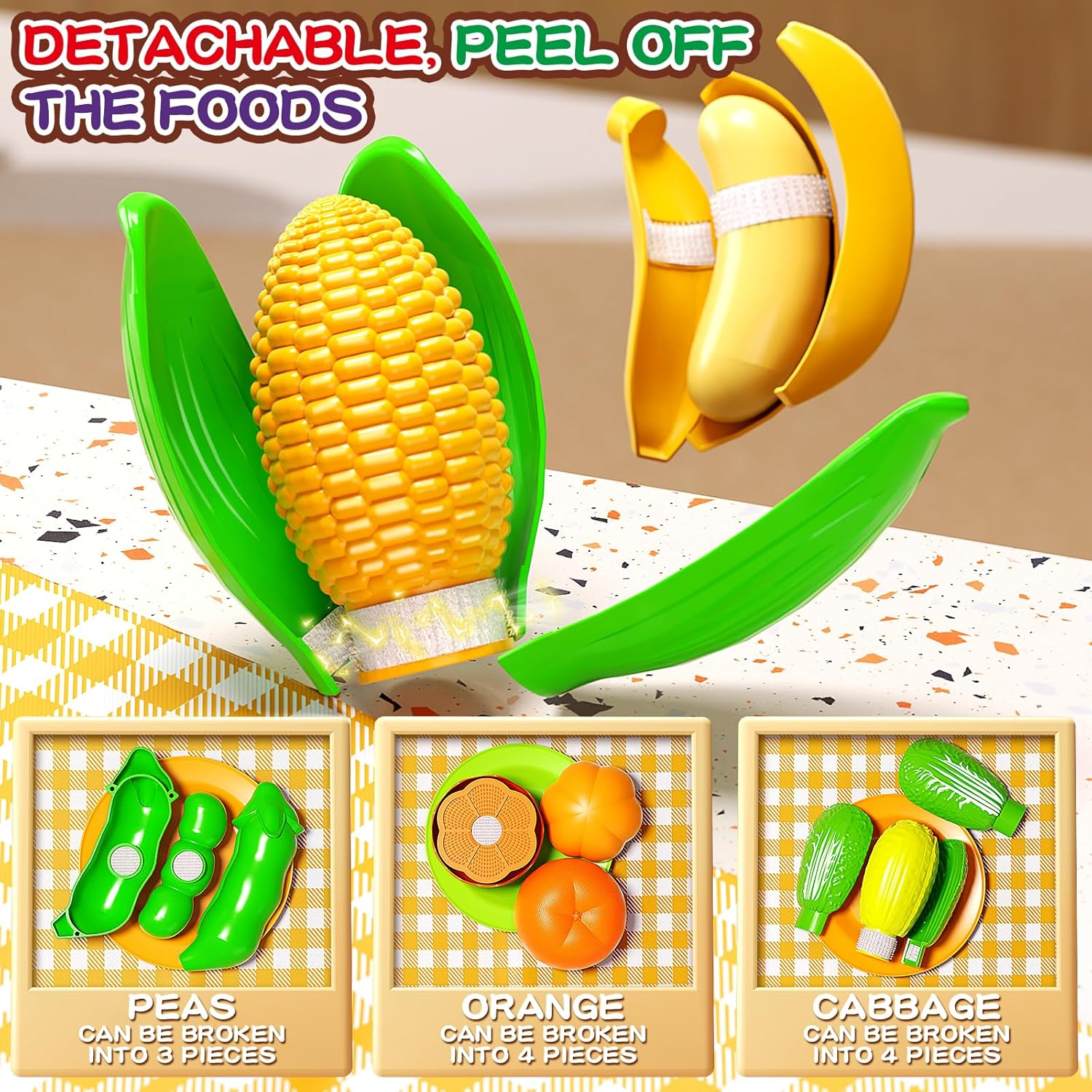 35PCS Pretend Play Food Cutting Set for Kids, Cuttable Fruits and Vegetables Toy with Knives, Cutting Boards and Baskets, Montessori Food Sorting Toys for Toddlers, Kids, Boys, Girls image number 5