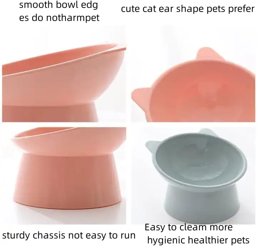 1Pc Tilted Elevated Cat Food Bowl,Anti Vomiting Cute Shallow Cat Bowl,Small Ceramic Raised Pet Bowl,Tilted Raised Food Bowl Anti-Vomiting image number 4