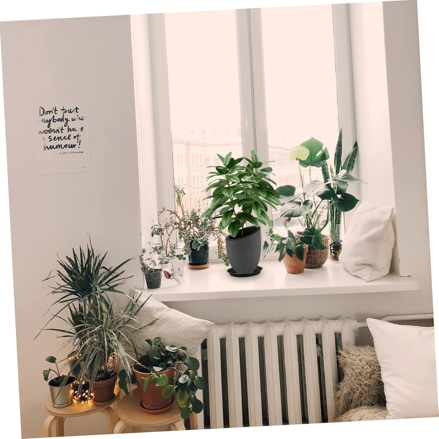 BEBEMOKO 10 Pcs Black Plastic Bonsai Trays and Flowerpot Pallets for Indoor Gardening with Drip-Resistant Planter Base Suitable for Household Potted Plants and Balcony Use image number 3