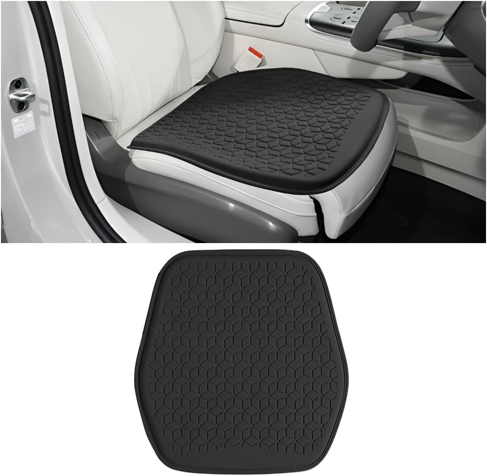 Gel Car Seat Cushion, Non-Slip & Comfortable Automotive Chair Protector Pad for Driving, Breathable Vehicle Interior Mat Cover Accessories, Universal for SUV Sedan Truck (Black)