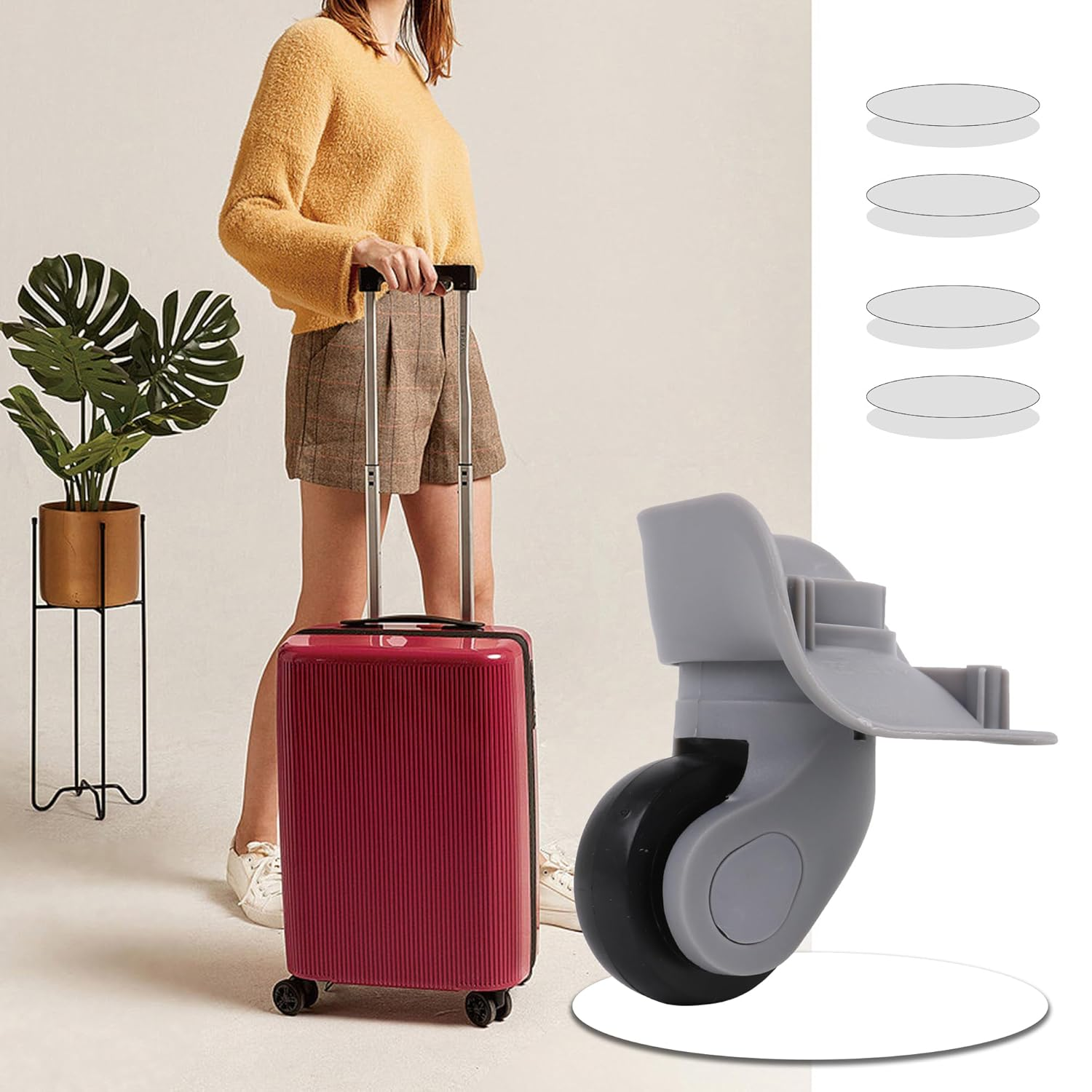 BQLZR Suitcase Luggage Replacement Swivel Caster Wheel Grey 3.62 Inch W041-S Right Kit image number 2