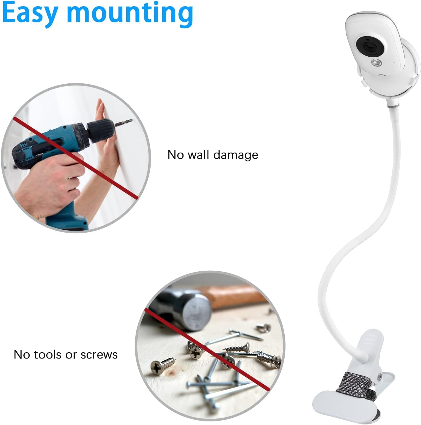 HOLACA Baby Monitor Clip Holder for Boifun/Ghb/Taktark Baby Monitor with Camera 3.2 Inch Digital LCD Screen, Flexible Crib Mount image number 1