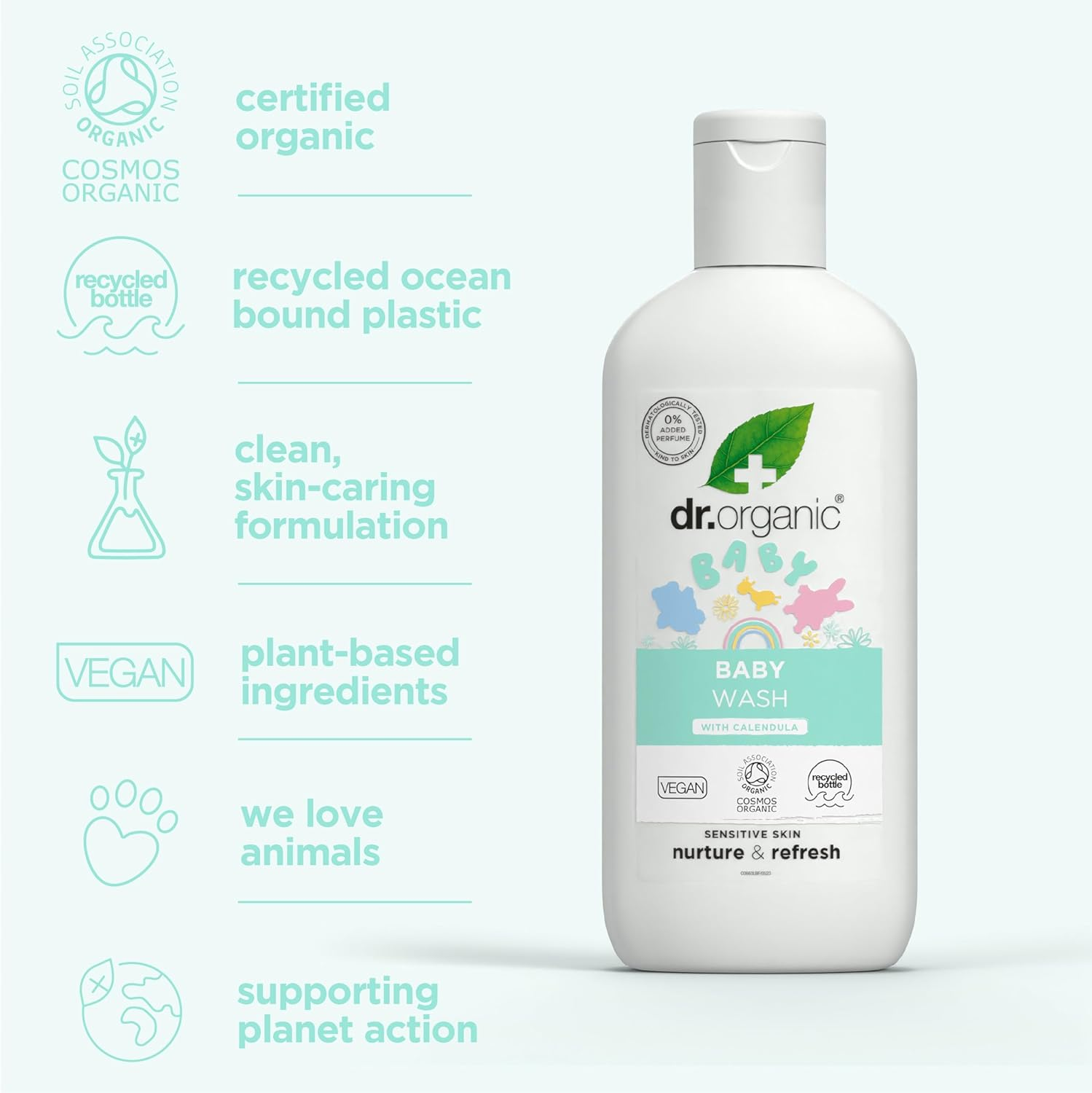 Dr Organic Calendula Baby Wash, Fragrance Free, Gentle Cleansing, Sensitive Skin, Natural, Vegan, Cruelty-Free, Paraben & Sls-Free, Organic, 250Ml image number 4