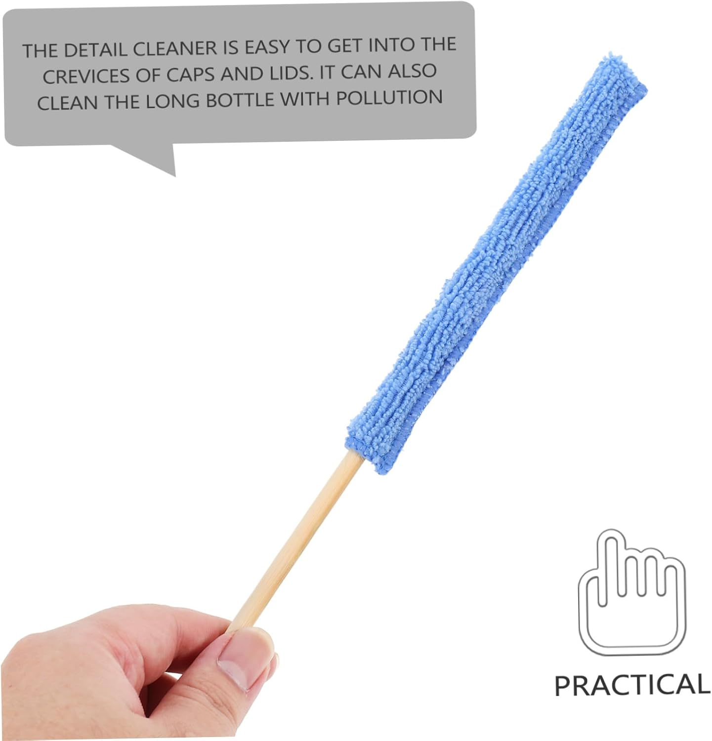 KOMBIUDA 6Pcs Glass Bottle Brush Cleaning Stick Fiber Cloth Covers Multi-Functional Kitchen Bathroom Cleaning Tools for Bottle and Crevice image number 3