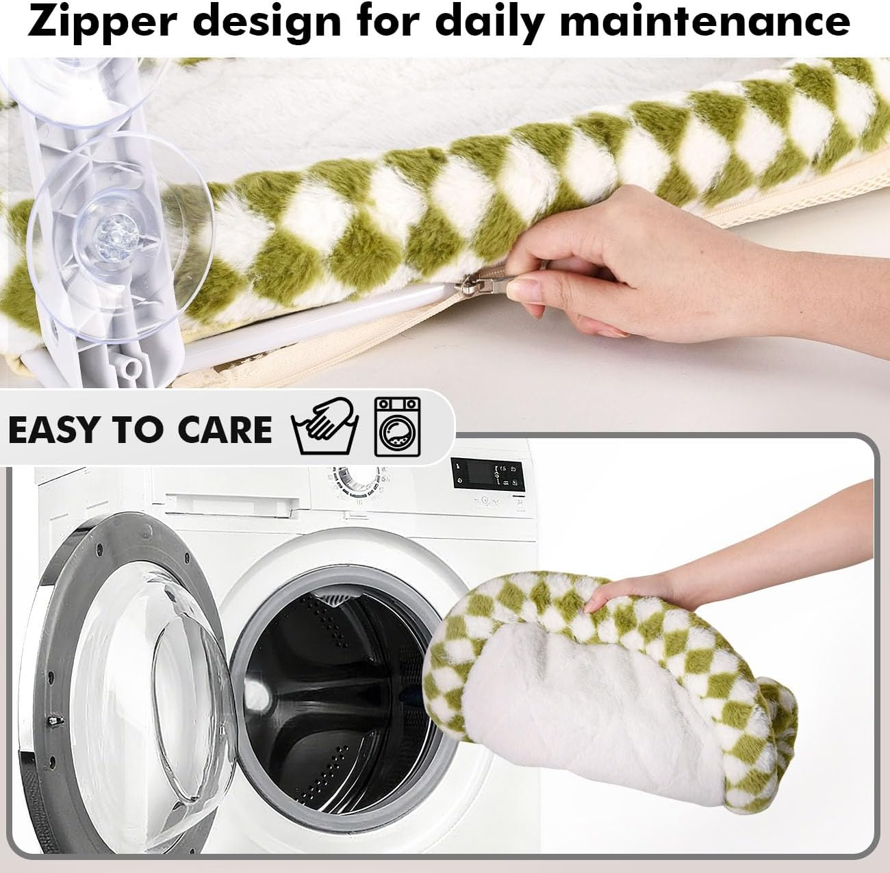 Zoratoo Cat Window Perch with Bolster, Cordless Foldable Cat Window Hammock with Strong Suction Cups & Metal Frame, Machine Washable Pet Bed for Indoor Cats (Green, Medium) - Gray image number 2