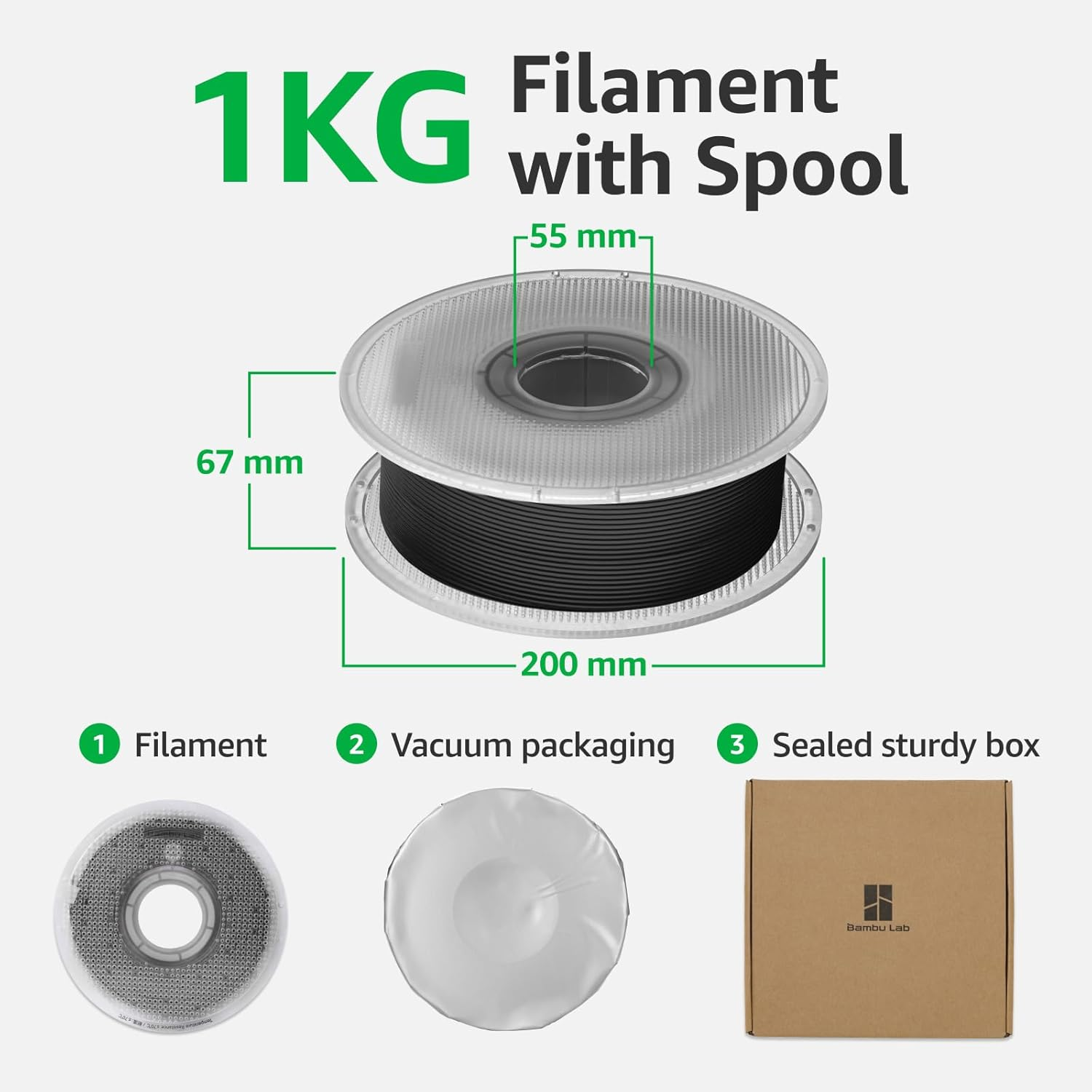 Bambu Lab PET-CF 3D Printer Filament, Low Moisture Absorption 1.75Mm 3D Printing Filament, High Dimensional Stability & Exceptional Thermal Resistance 3D Print Material with Reusable Spool, 1Kg Black