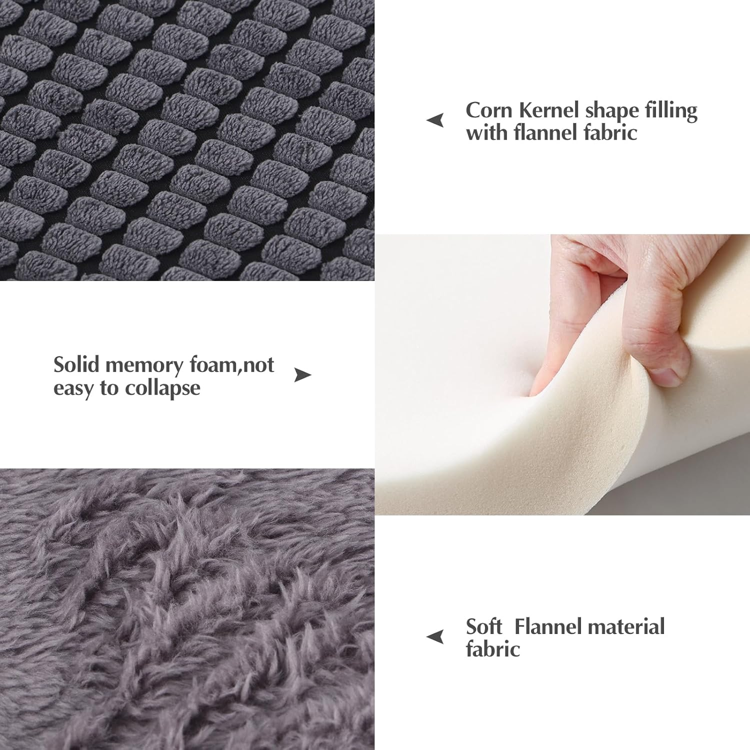 BVAGSS Dog Bed Mat,Reversible Dog Crate Pad, Memory Foam Dog Beds, Soft Warm Pet Cushion for Small Medium Dogs, Washable Pet Sleeping Mattress Kennel Bed Pad XH079 (76X50X4 Cm,Light Grey) image number 5