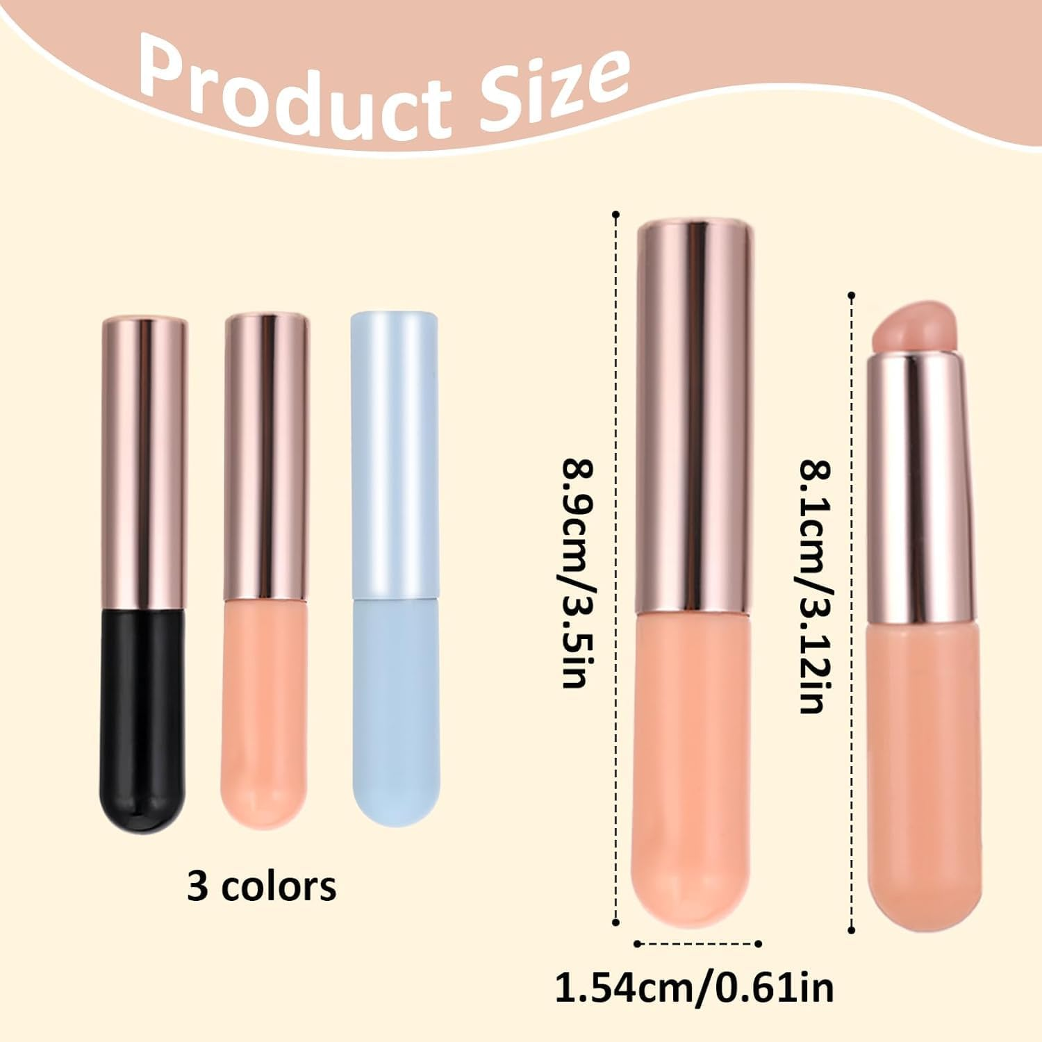 Silicone Lip and Concealer Makeup Brush Set, 3Pcs Angled Multi-Purpose Silicone Lip Applicator, round Head Lip and Concealer Makeup Brush Applicators with Dust Cap,Mix-Color image number 3