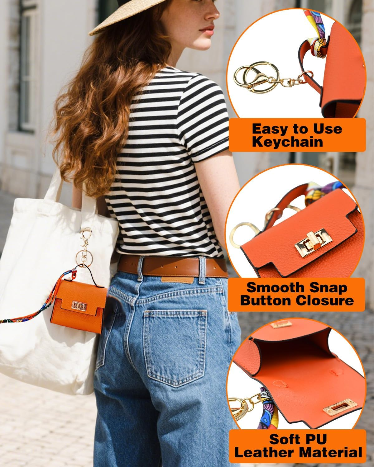 Mini Backpack Keychain Small Change Pouch Purse for Women, Cute Handbags Purse Charms Twist-Lock Key Headset Bag image number 1