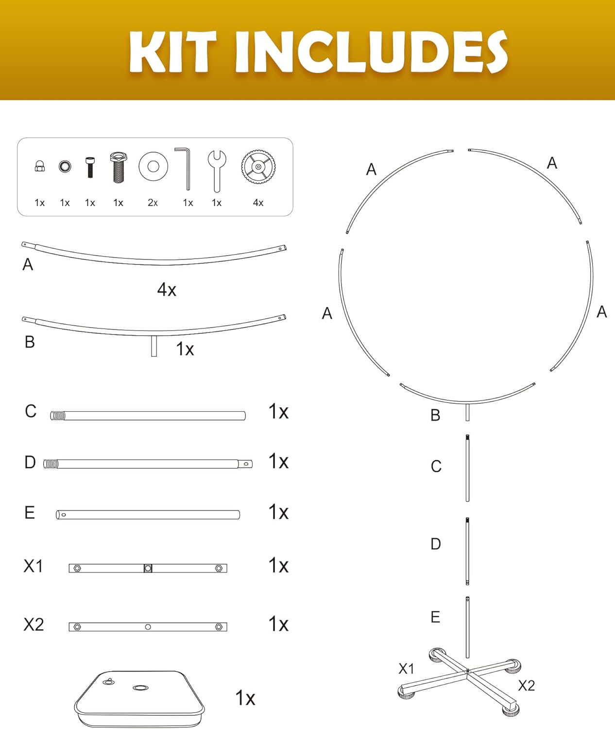 YALLOVE Metal round Balloon Column, 2.2 M Height Gold Hoop Arch Stand, Balloon Circle Frame Backdrop of Height Adjustable, Decoration for Birthday, Baby Shower, Anniversary, Wedding image number 6