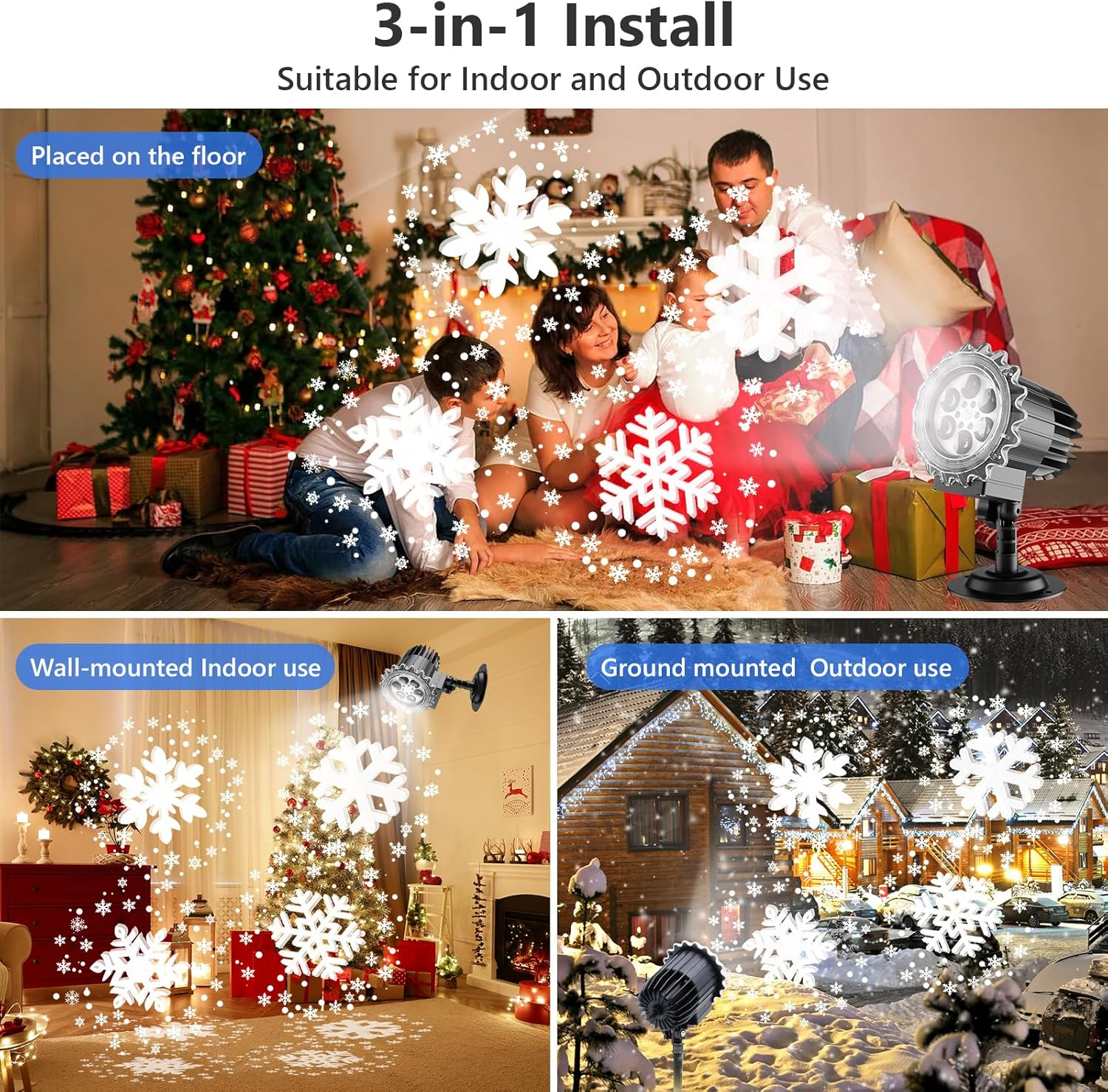 LED Christmas Floodlight, Snowflakes, Outdoor Light, IP65 Waterproof, Great for Christmas, New Year, Party image number 2