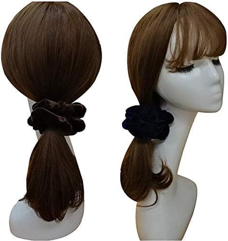 Large Soft Velvet Hair Scrunchie & Tie, Ponytail Holder for Thick Hair (Black)- Haheihei image number 4