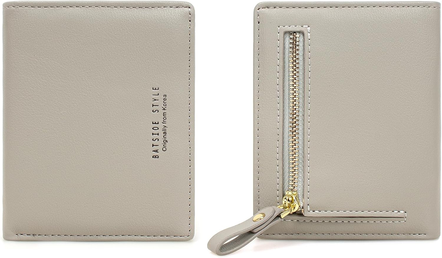 SUMGOGO Small Wallet for Women Slim Leather Card Holder RFID Mini Bifold Short Front Zipper Pocket Coin Purse, Pink, Small, Minimalist