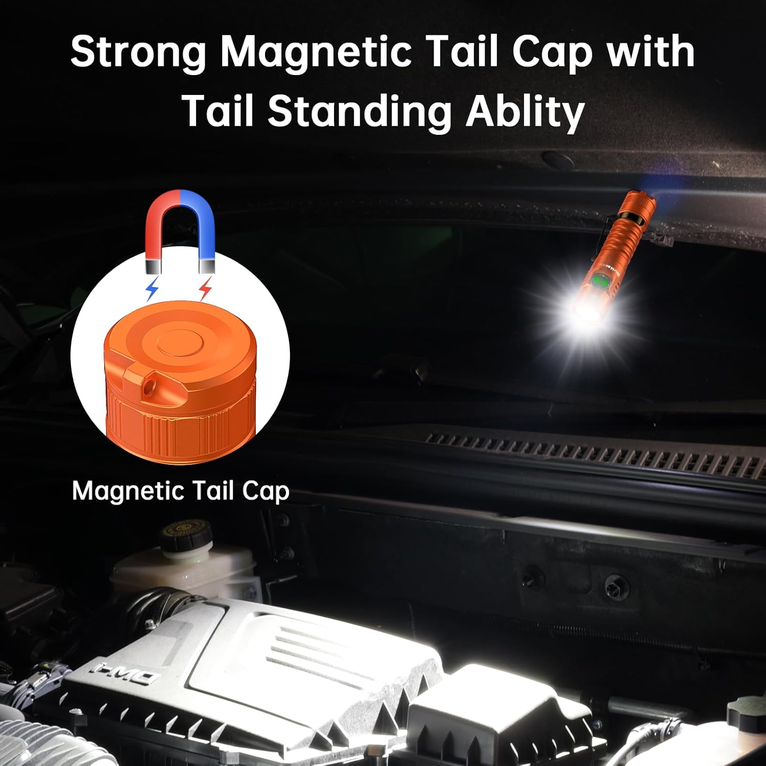 Wurkkos FC11C LED Flashlights Rechargeable -Small Powerful EDC Flashlight 90CRI 1200 High Lumen, IP67 Waterproof,Magnetic Tailcap,155M Beam Distance for Garden Dog Walking Emergency(Orange 5000K) image number 5