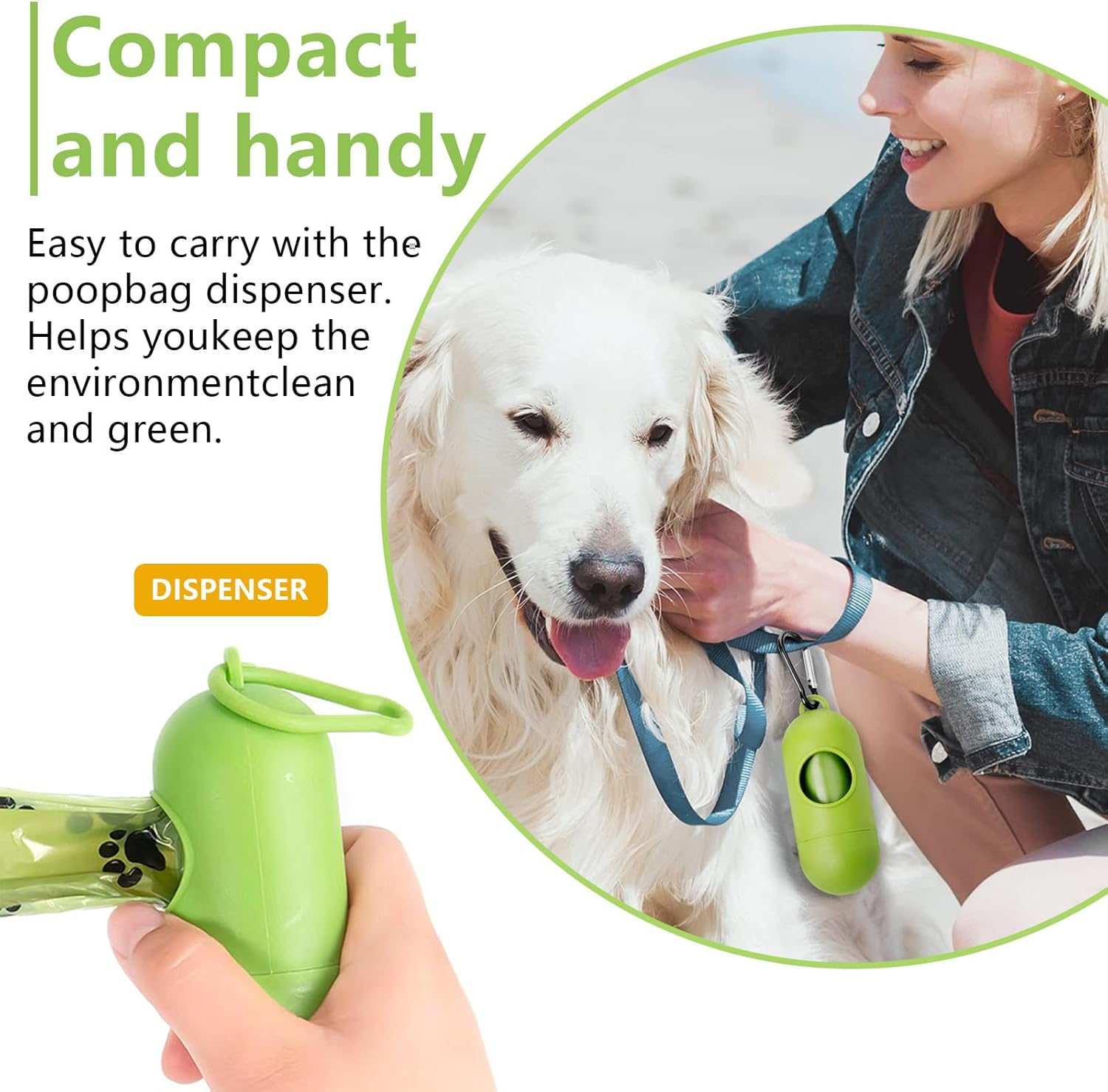 Dog Poop Bags, 36 Rolls 540 Count Biodegradable Dog Waste Bags with Footprint Pattern and Dispenser, Portable Extra Thick Strong Leak Proof Doggy Bags for Dogs Cats Outdoor [22 X 30 Cm] image number 1