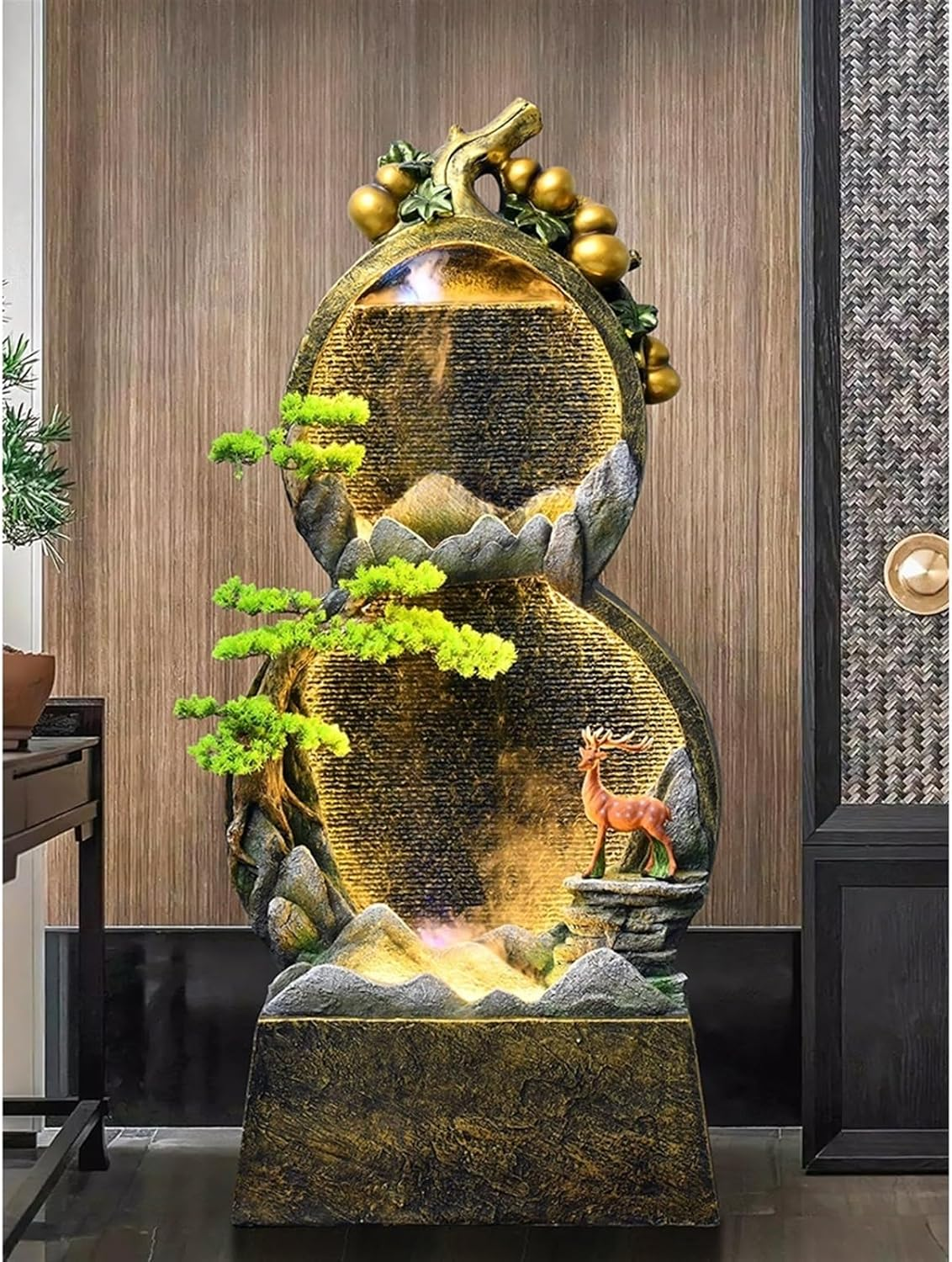 Outdoor Fountain Chinese Rockery Gourd Water Circulation Decoration, Living Room Office Courtyard Fountain(L) image number 4