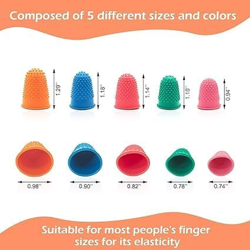 Rubber Fingers Tip Pads Grips,5Pcs Silicone Thumb Fingertip Protector Covers Guard Pads Thimble Grips,Rubber Finger Thimbles Finger Protector Finger Pads Grips,Rubber Finger Tips Guard Finger Thimble
