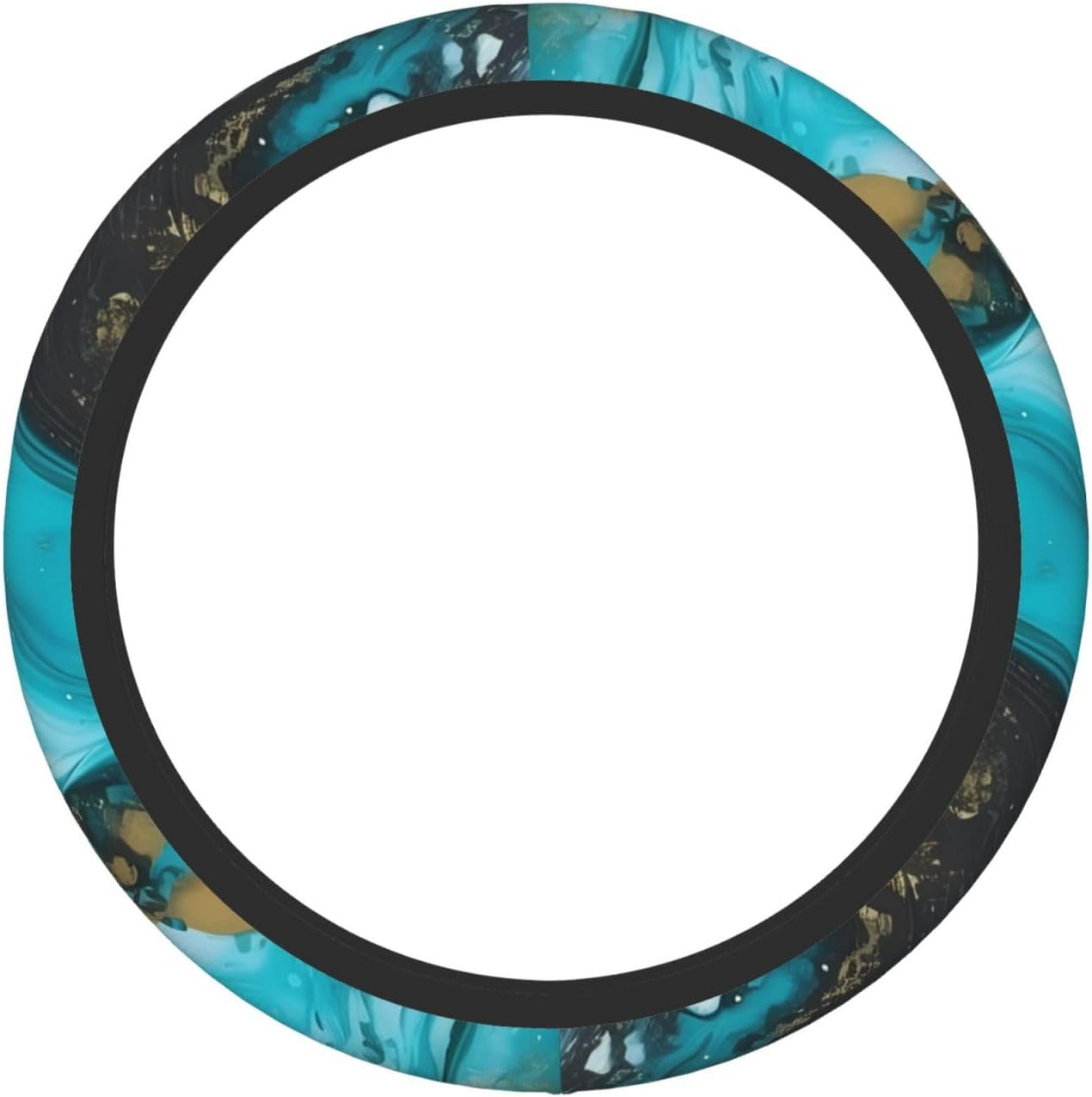 Turquoise Blue Gold Marble Print Steering Wheel Cover Non-Slip Car Steering Wheel Covers Neoprene Elastic Car Steering Wheel Protector Cover Universal 38 CM for Car Accessories image number 6