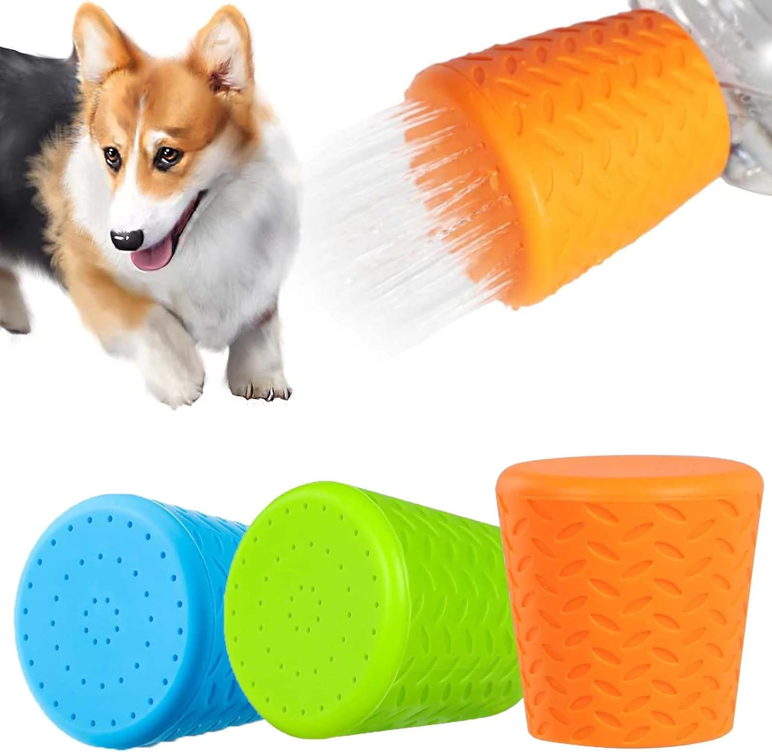 Cozioz 3-Piece Portable Outdoor Dog Shower Kit, Bottle Attachment Water Sprayer Accessory &ndash; Compatible with Most 16Oz to 2L Plastic Bottles (Sky Blue, Light Green, Orange)