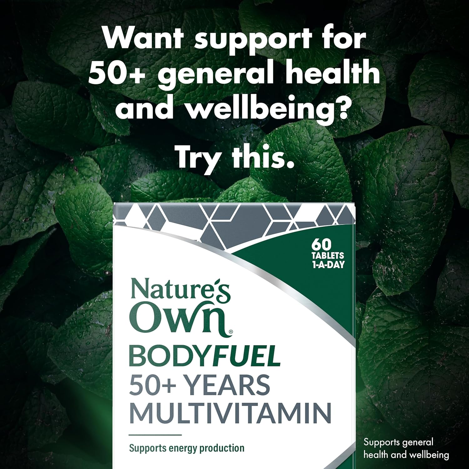 Nature'S Own Bodyfuel 50+ Years Multivitamin Tablets 60 - Supports Energy Production & Mental Function-Maintains Bone Health & Healthy Immune System Function-Reduces Free Radicals Formed in the Body image number 1