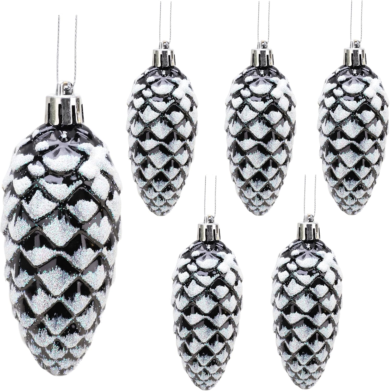 Christmas Concepts&reg; Pack of 6 &ndash; 90Mm Shiny & Glitter Decorated Pine Cone Baubles &ndash; Christmas Tree Decorations image number 4