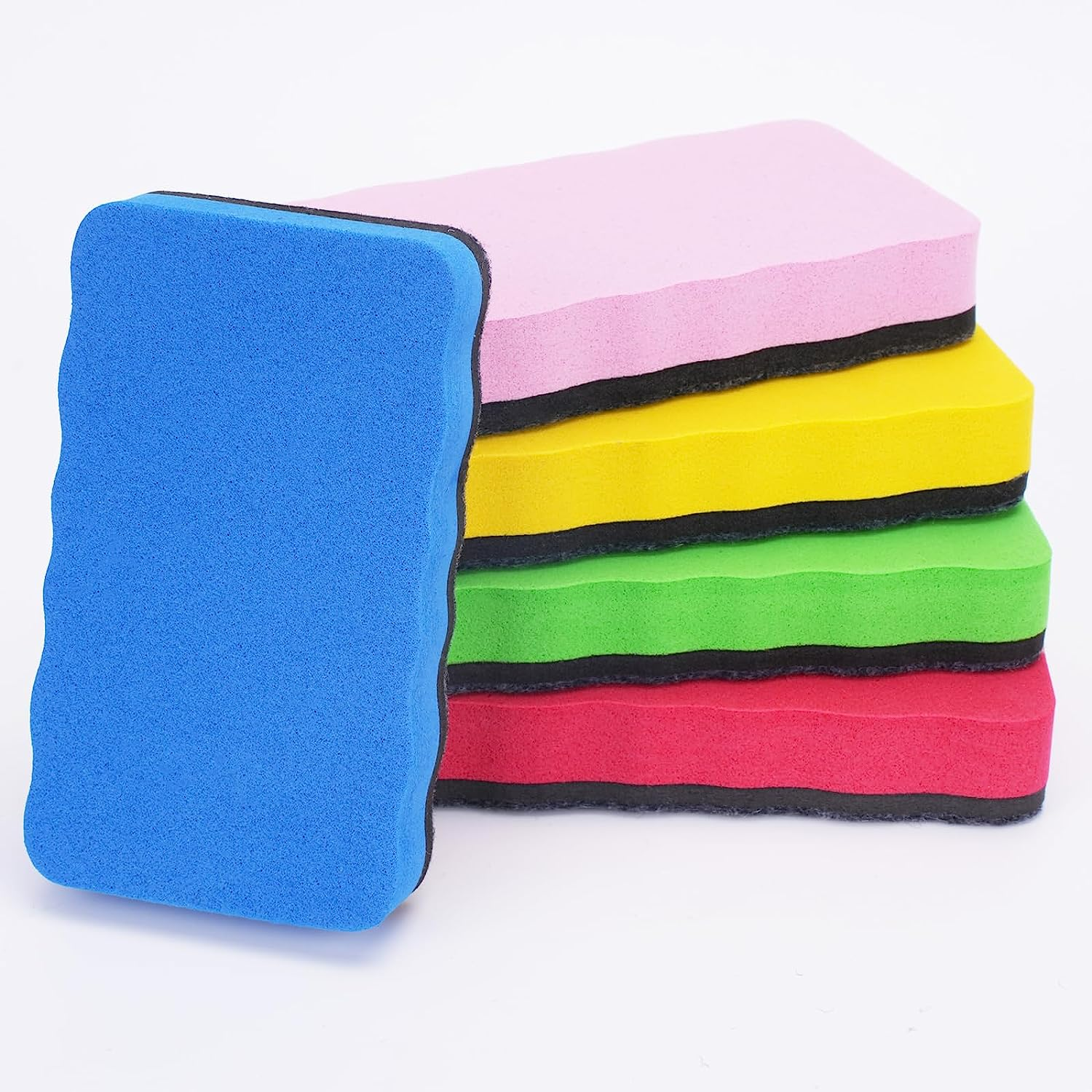 Magnetic Whiteboard Eraser, 10 Pcs Dry Eraser with Thick Felt Pad, Dry Erase Whiteboard Cleaner for Students Home Office (5 Colours)