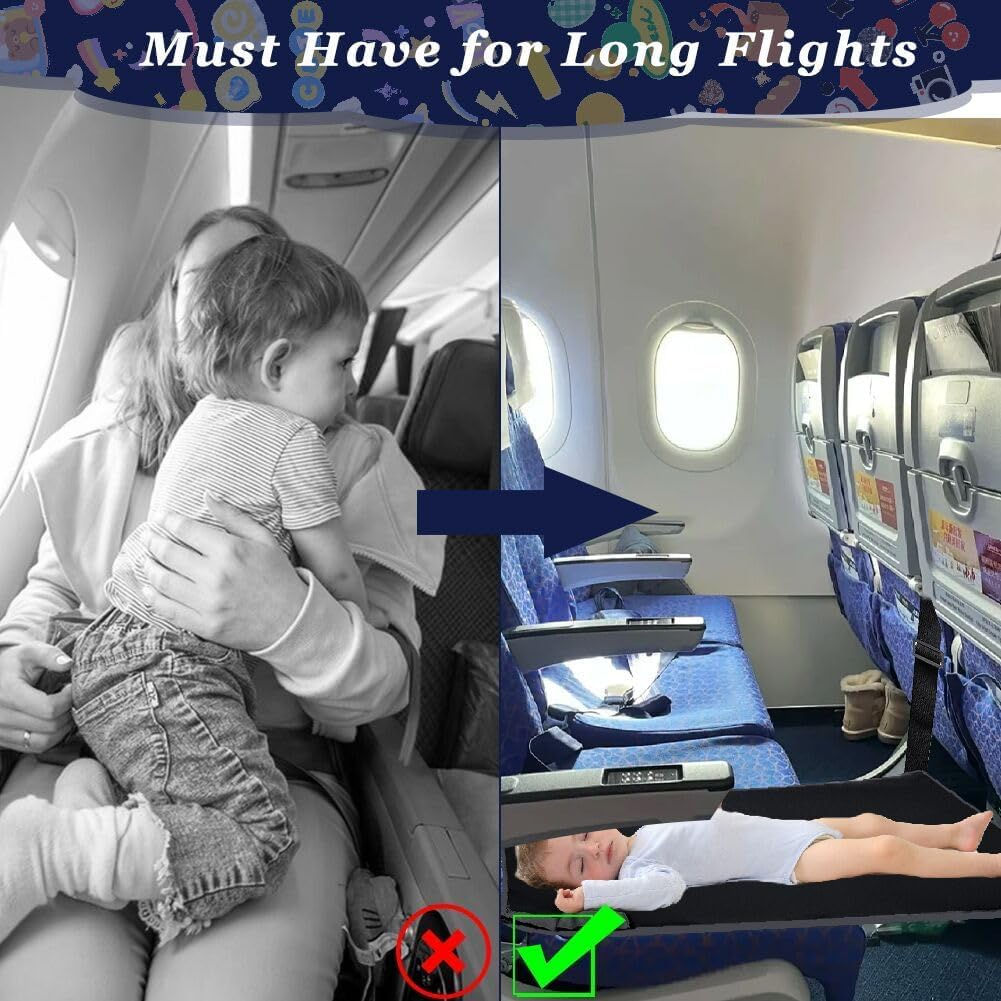 Toddler Airplane Bed, Kids Airplane Seat Extender Travel Bed, Kids Airplane Travel Essentials, Airplane Must Have for Toddlers, Portable Plane Bed Foot Rest for Flights image number 6