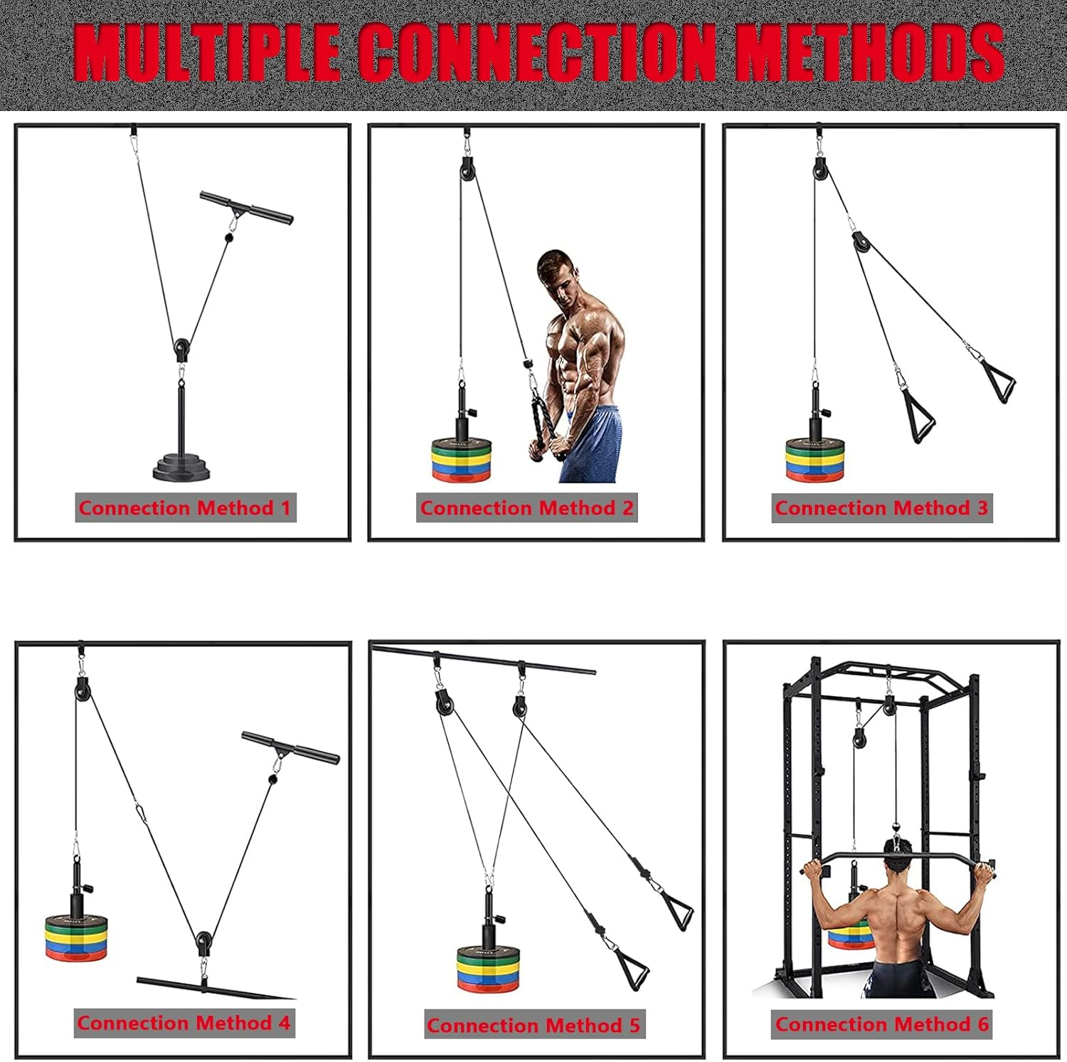 Cable Pulley System Gym Upgraded Home Strength Training Equipment Workout Accessories LAT Pull down Fitness for Triceps Pull down Biceps Curl Back Forearm Shoulder image number 5