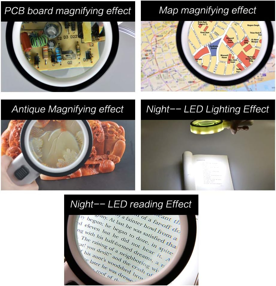 30X Magnifying Glass with Light - Handheld 12 LED Lighted Illuminated Large Lit Magnifier for Kids & Seniors Reading, Jewelers, Coins, Inspection, Exploring image number 1