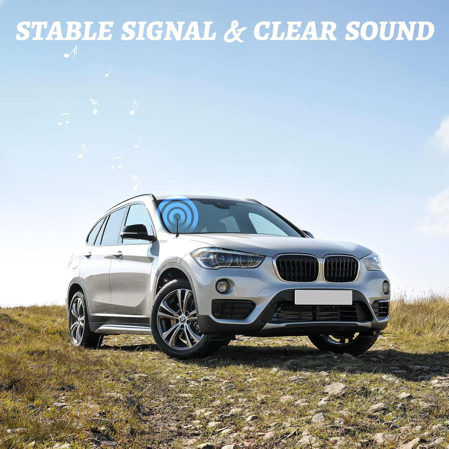 Eightwood Car Stereo AM FM Radio Antenna, Universal Roof Mount Antenna Replacement with Mount Base 16Ft Extension Cable for Vehicle Car Truck Stereo Receiver Head Unit FM HD Radio image number 1