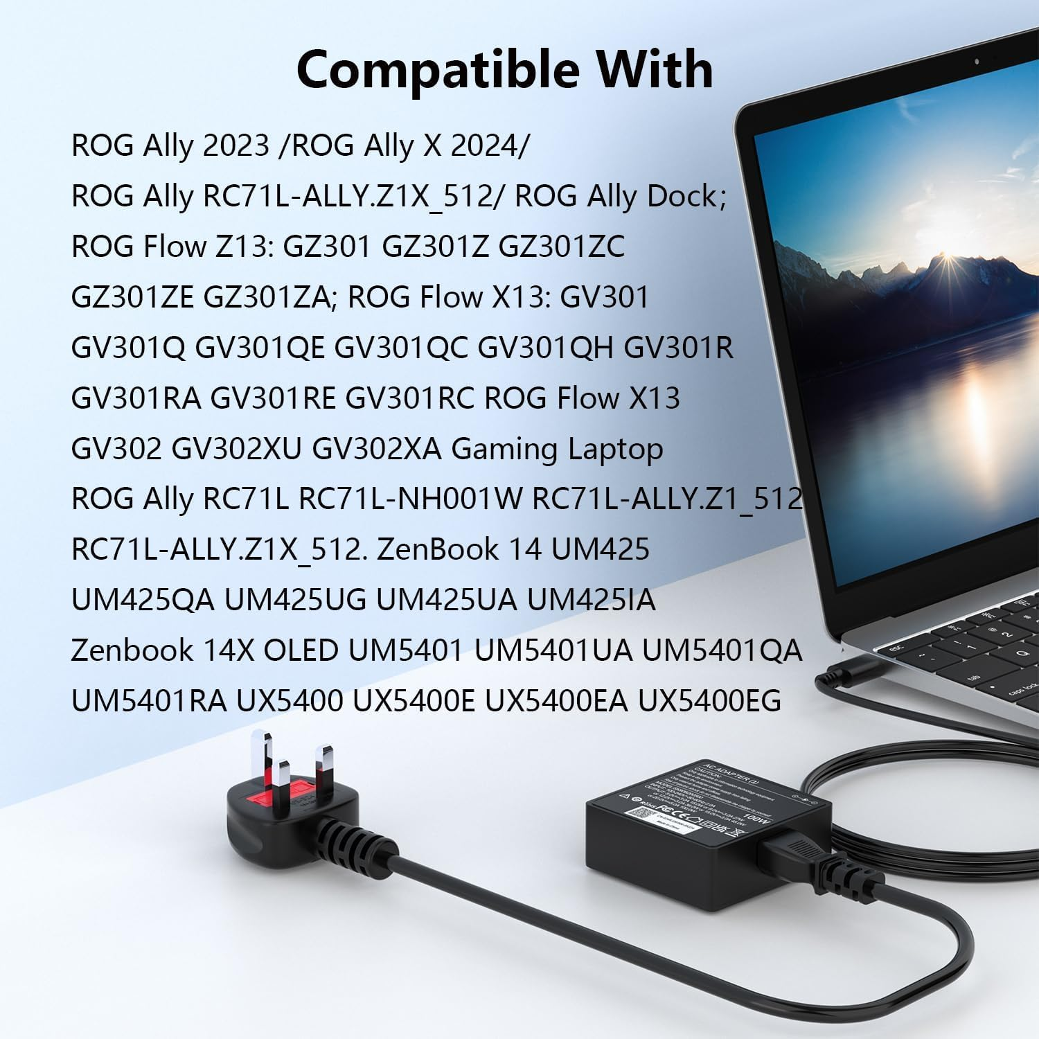 100W USB C AC Adapter Power Charger Replacement for ASUS ROG Flow Z13 GZ301 GZ301Z ASUS ROG Flow X13 GV301 GV301Q GV301R A20-100P1A Lenovo Yoga Macbook Pro image number 5