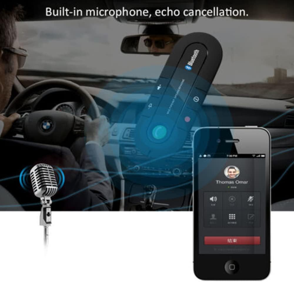 Handsfree Bluetooth Visor Speakerphone Car Kit for Smartphone Devices, Wireless Bluetooth Handsfree Speaker Phone, Built-In DSP Noise Suppression and Echo Cancellation image number 5