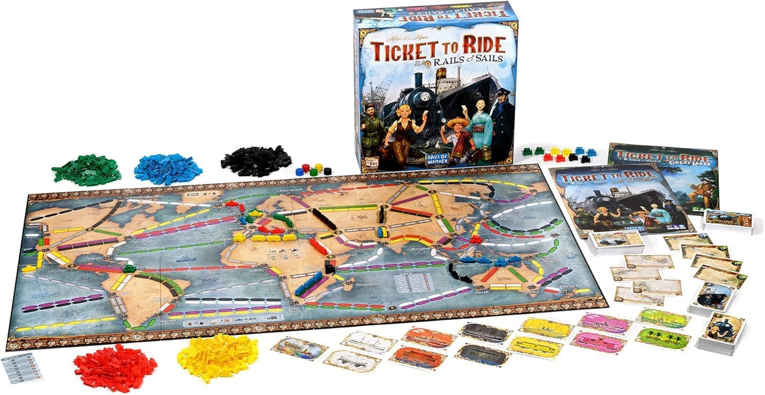 Days of Wonder Ticket to Ride Rails & Sails Board Game - Train Route-Building Strategy Game, Fun Family Game for Kids & Adults, Ages 10+, 2-5 Players, 90-120 Minute Playtime, Made by Days of Wonder image number 1