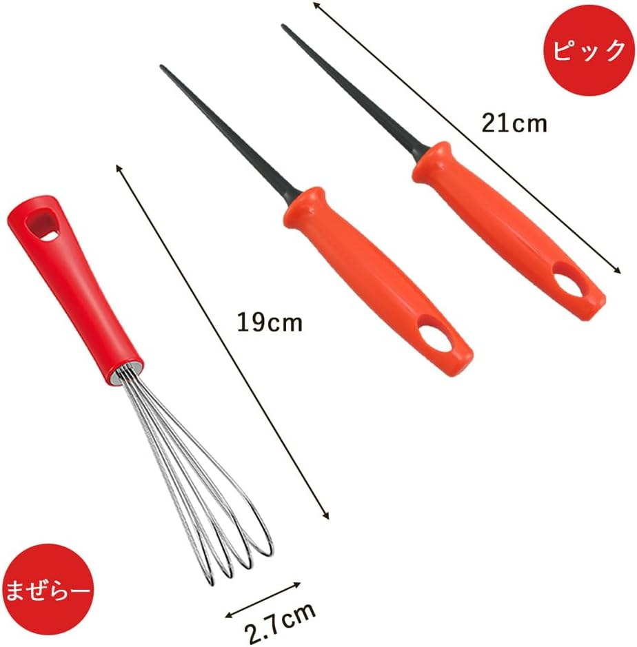 Shimomura Planning Takoyaki 41183 Takoyaki Set of 4 Types [Made in China] Takoyaki Convenient Goods Set, Takoyaki Pick, Oil-Dripping, Powder Grinding, Whisking, Smoothly Cooking, Professional, Party, image number 2