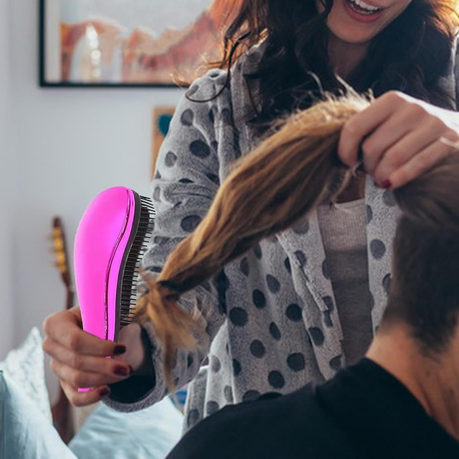 Maciun Detangling Brush for Curly Hair | Portable Hairbrush with Long Handle - Untangle Brush, Travel Hair Detangler, Scalp Massage for Adults Kids Natural Curly Straight Hair image number 3