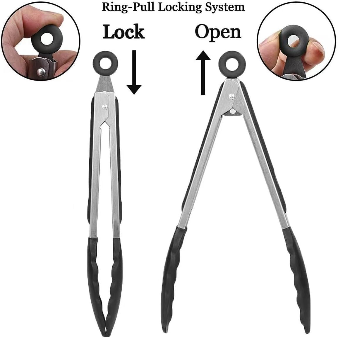 3 Pack Kitchen Tongs,Premium Silicone BPA Free,Food Tongs with Non-Slip Silicone Tips and Grip for Cooking, Baking and Bbq(18Cm & 23Cm & 30Cm) ﻿ (3 Pack Silicone Tongs) image number 6