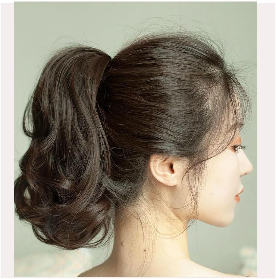 Synthetic Hair Extensions Wigs Women Toupee Short Wavy Curly Claw Ponytail Women Hair Hair Extensions Hair Wigs Clip In（Dark Brown） image number 4