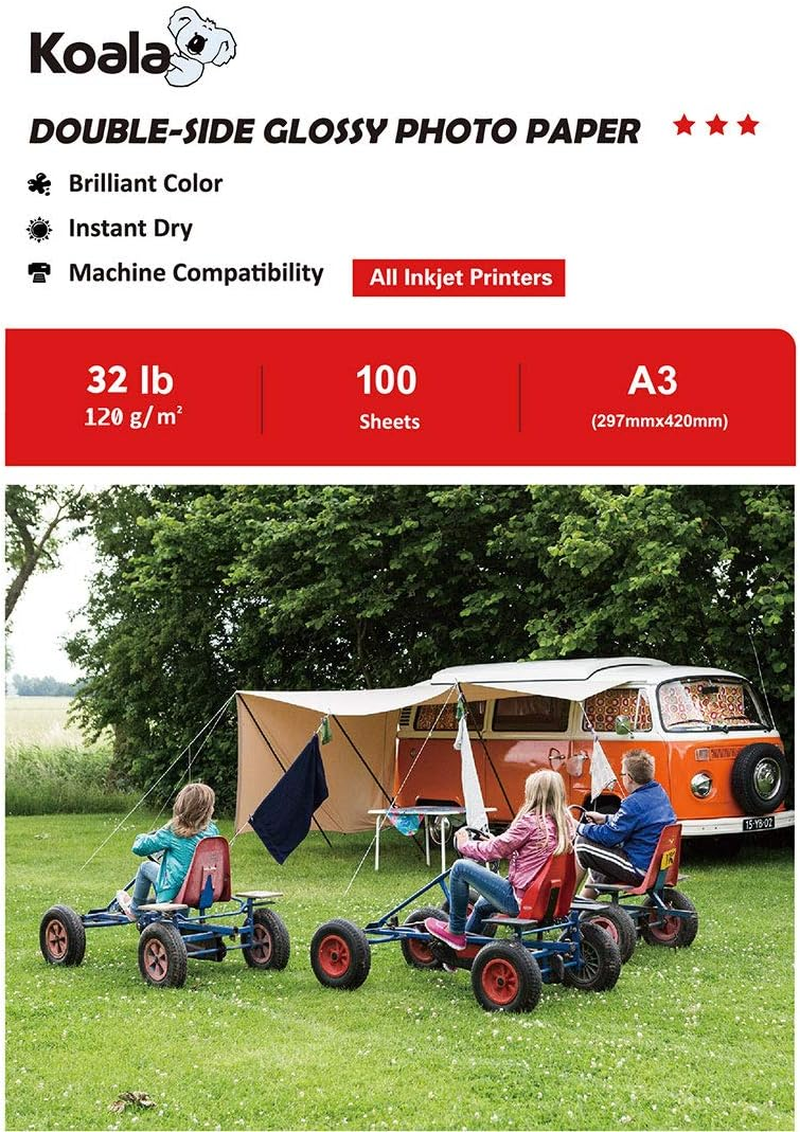 KOALA Double Sided Glossy Inkjet Photo Paper A4, 120Gsm, 100 Sheets for Inkjet Printers. Suitable for Printing Photos, Brochures, Covers, Certificates, Booklets, Flyers, Leaflets, Cards, Calendars image number 2