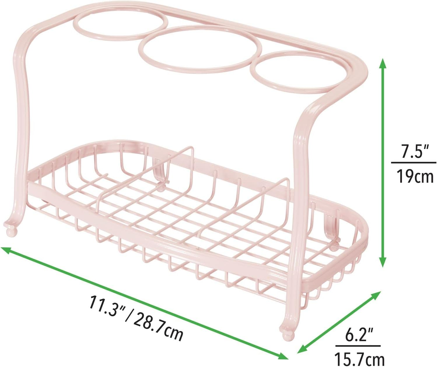 Mdesign Hair Care & Styling Tool Organiser Holder Hair Dryer Holder Freestanding - Hairdryer Holder Store Hot Tools Made with Strong Steel - Hair Straightener Holder for Small Bathrooms - Light Pink image number 4