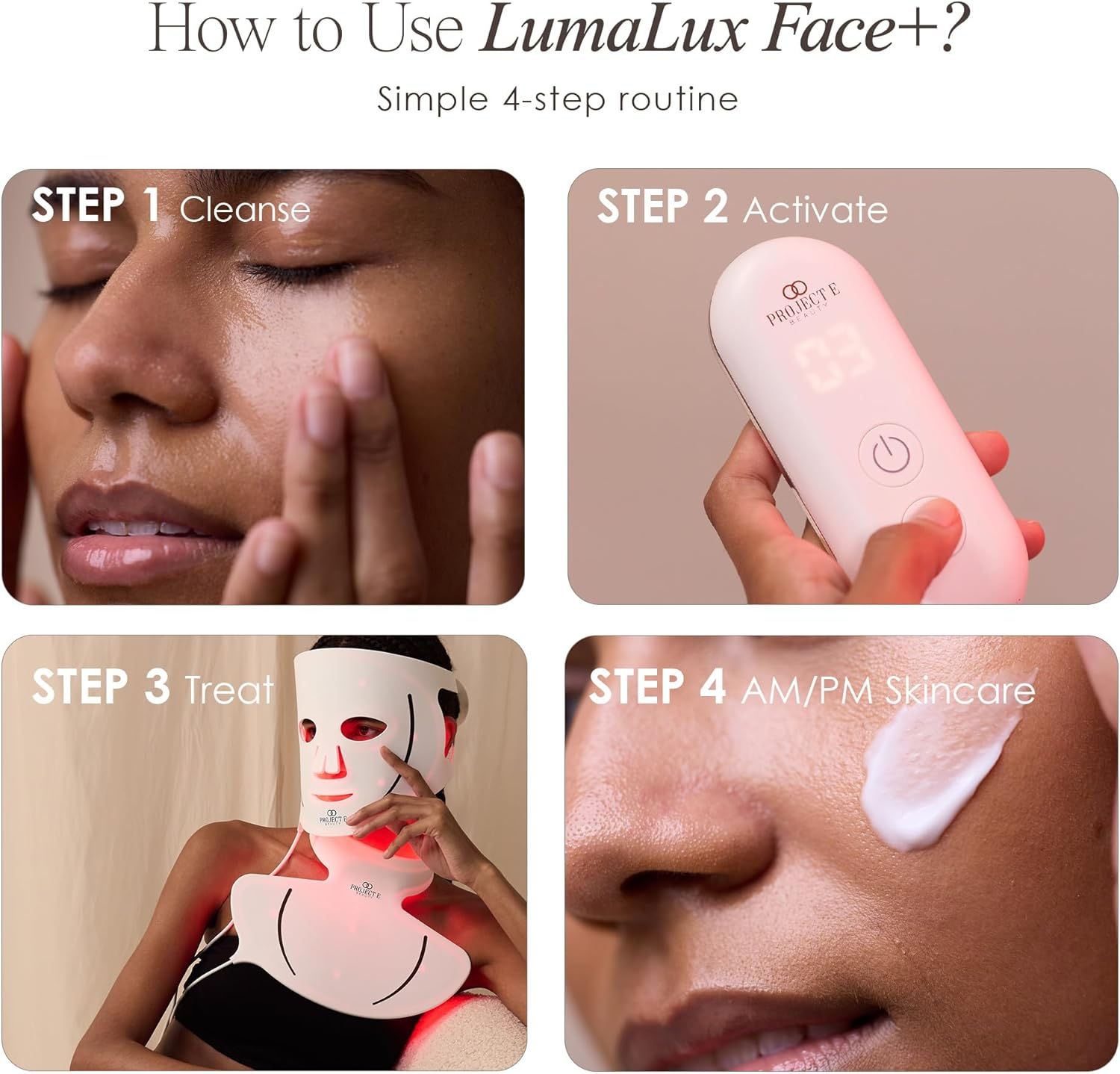 Lumalux Face+ | Pro LED Light Therapy Face & Neck Mask by Project E Beauty | 1600 Leds | 7+2 Colors 460~1072Nm | Red Light + Infrared + Deep Infrared Face Neck Mask | Reduces Fine Lines| Skin Care at Home