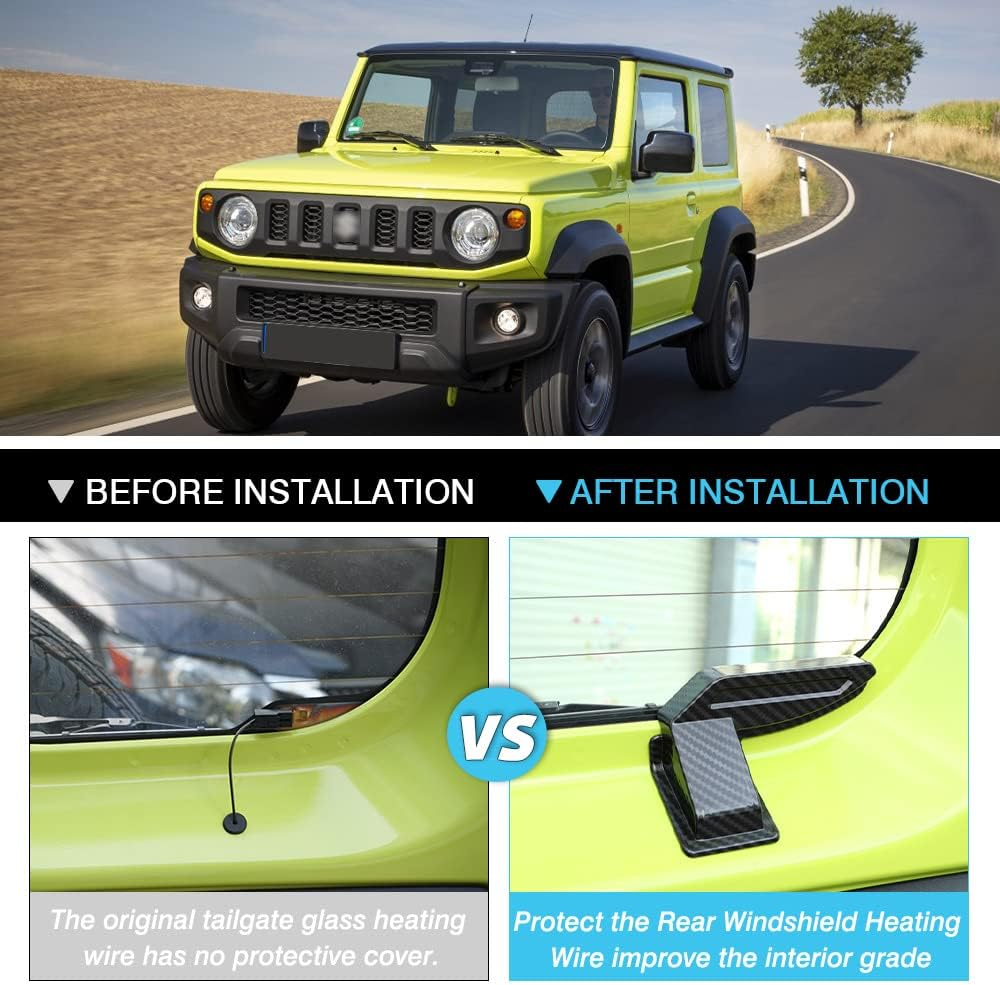 2Pcs Carbon Fiber Style Rear Windshield Heating Wire Protection Cover Fit for Suzuki Jimny 2019-2023 JB64 JB74 image number 4