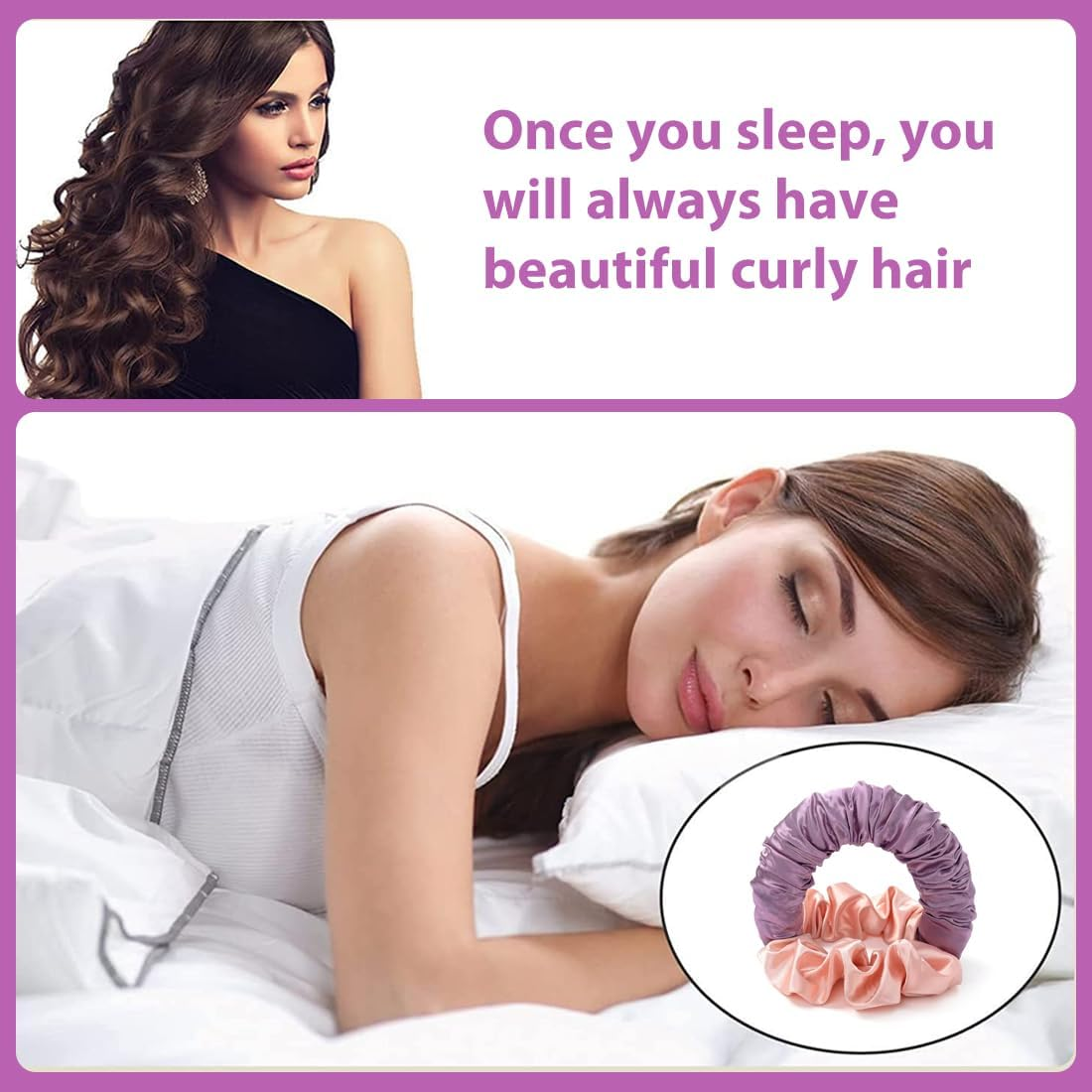 GXGM Heatless Curls, Soft Sleep Tie Scrunchie, Scrunchie a Rullo Senza Calore per Capelli Lunghi (B) image number 3