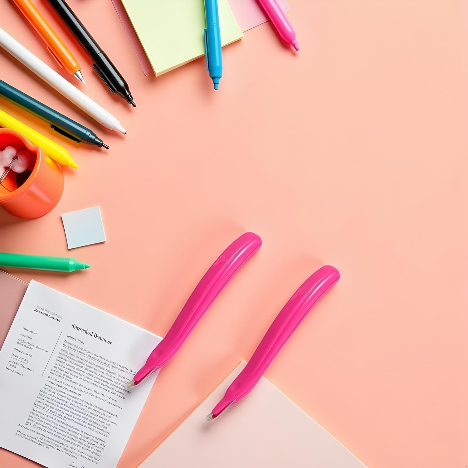 2Pcs Pink Portable Staple Remover,Staple Puller Tool Magnetic Head Staple Removal Tool Handheld Staple Puller,Pen Type Staple Remover Binding Supplies Office and School Products